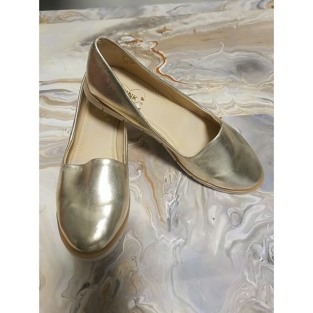 Pink Brand Lt Gold/White Sole Ballet Flat Shoes Womens Size 8 Medium